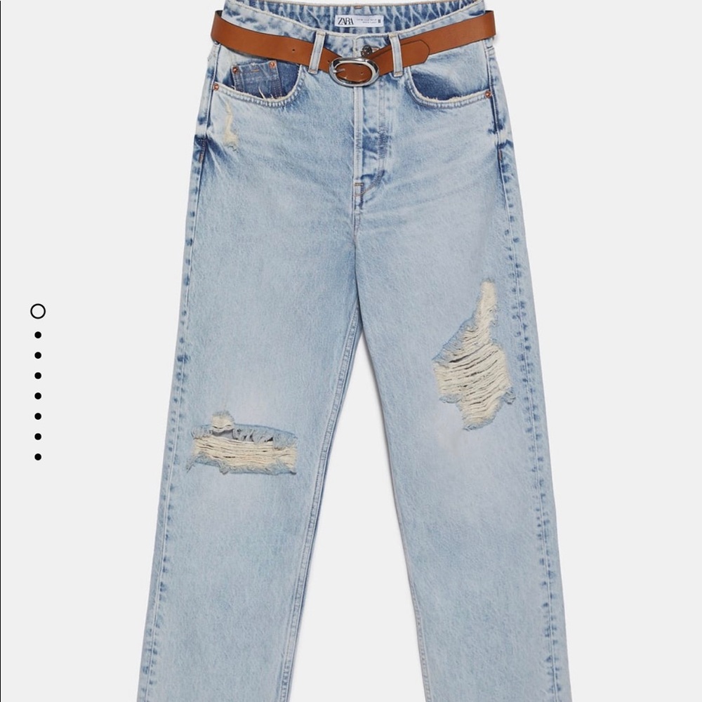 Zara high rise straight jeans with belt